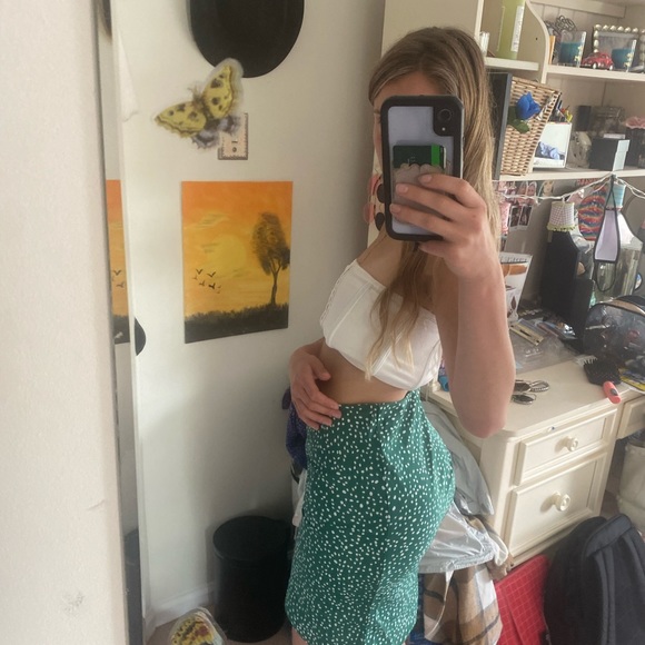 Green and white polka dotted skirt, emerald green - Picture 6 of 7